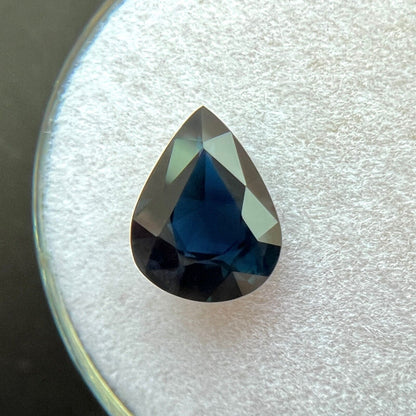 GIA CERTIFIED 1.69ct Deep Blue UNTREATED Sapphire Pear Teardrop Cut Gem 9.3x7mm