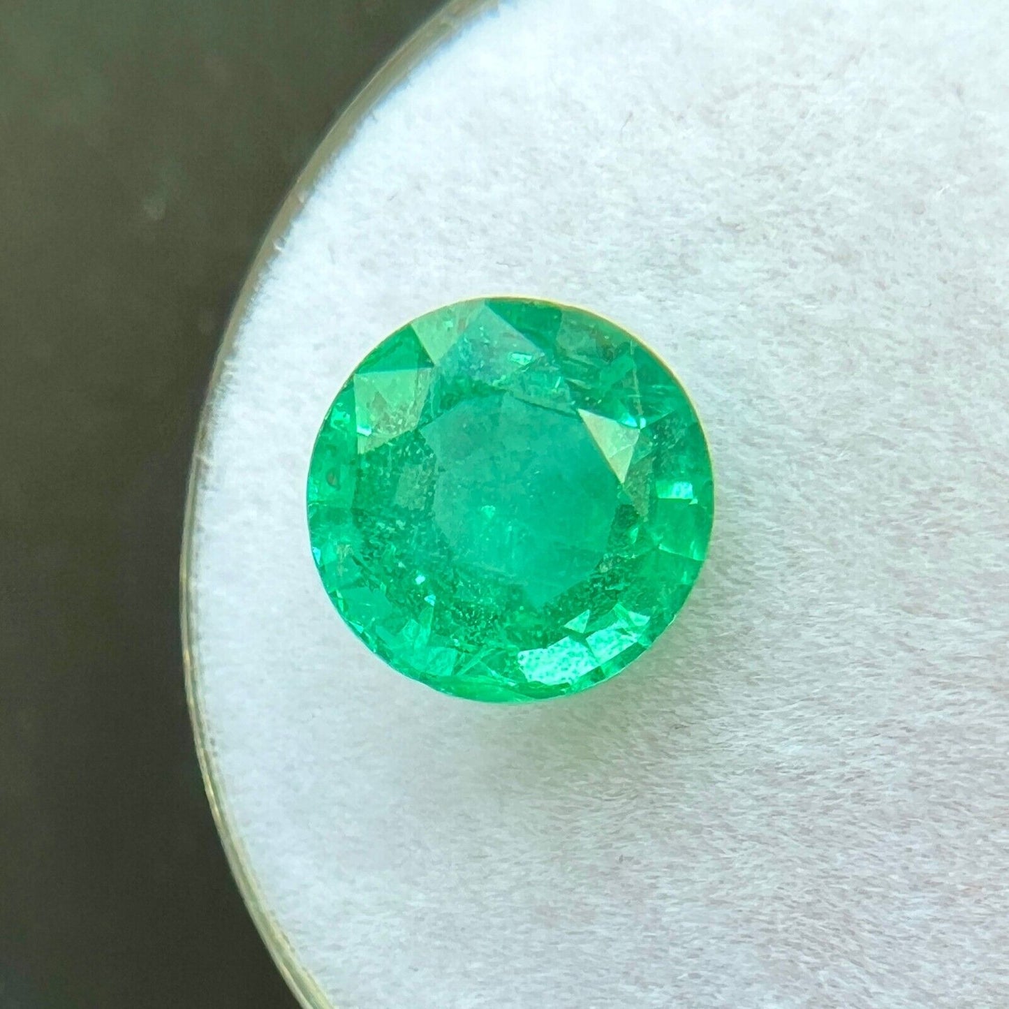 GIA CERTIFIED 2.45ct Natural VIVID Green Zambian Emerald Round Cut Gem 8.5mm