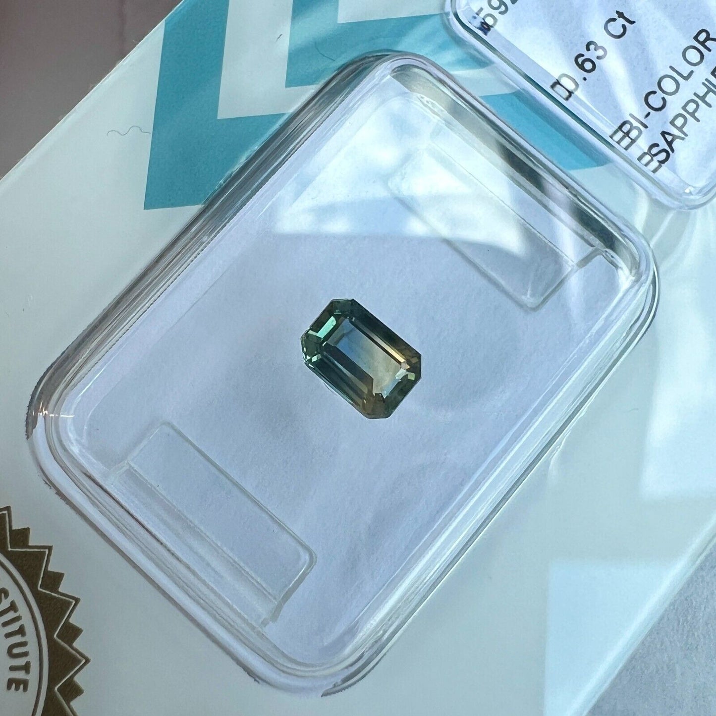 NATURAL IGI Certified Bi Colour Blue Yellow Sapphire 0.63ct NO HEAT Octagon Cut