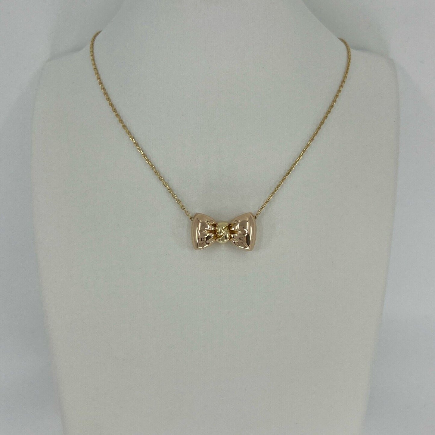 Vintage Van Cleef & Arpels Bow Ribbon 18k Yellow & Rose Gold Pendant Necklace