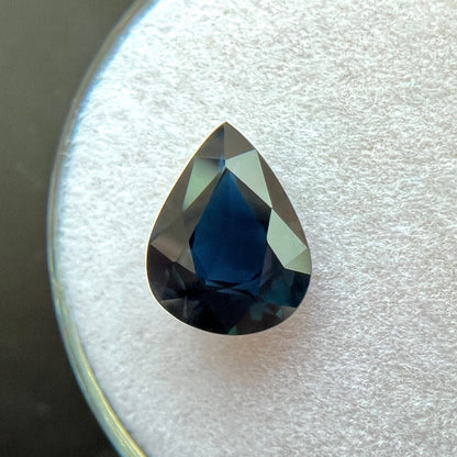 GIA CERTIFIED 1.69ct Deep Blue UNTREATED Sapphire Pear Teardrop Cut Gem 9.3x7mm