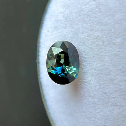 GIA CERTIFIED Unique Bi Colour Sapphire 1.03ct Blue Green Oval Cut UNTREATED