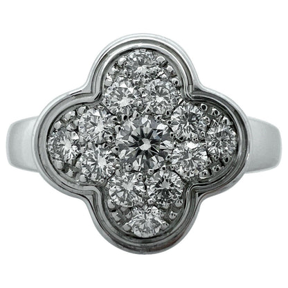 Rare Vintage Van Cleef & Arpels Pure Alhambra Diamond Flower 18k White Gold Ring