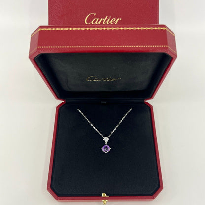 Rare Cartier Inde Mysterieuse Purple Amethyst Diamond 18k White Gold Necklace