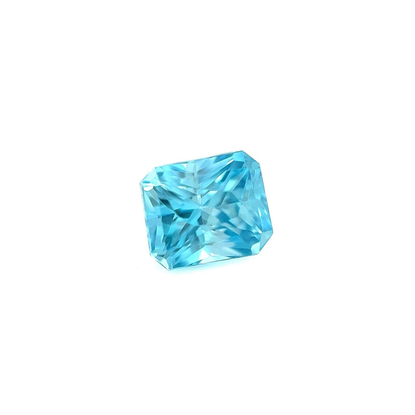 1.16ct Vivid NEON Blue Zircon FANCY Radiant Cut NATURAL Loose Gem 5.7x5mm VVS