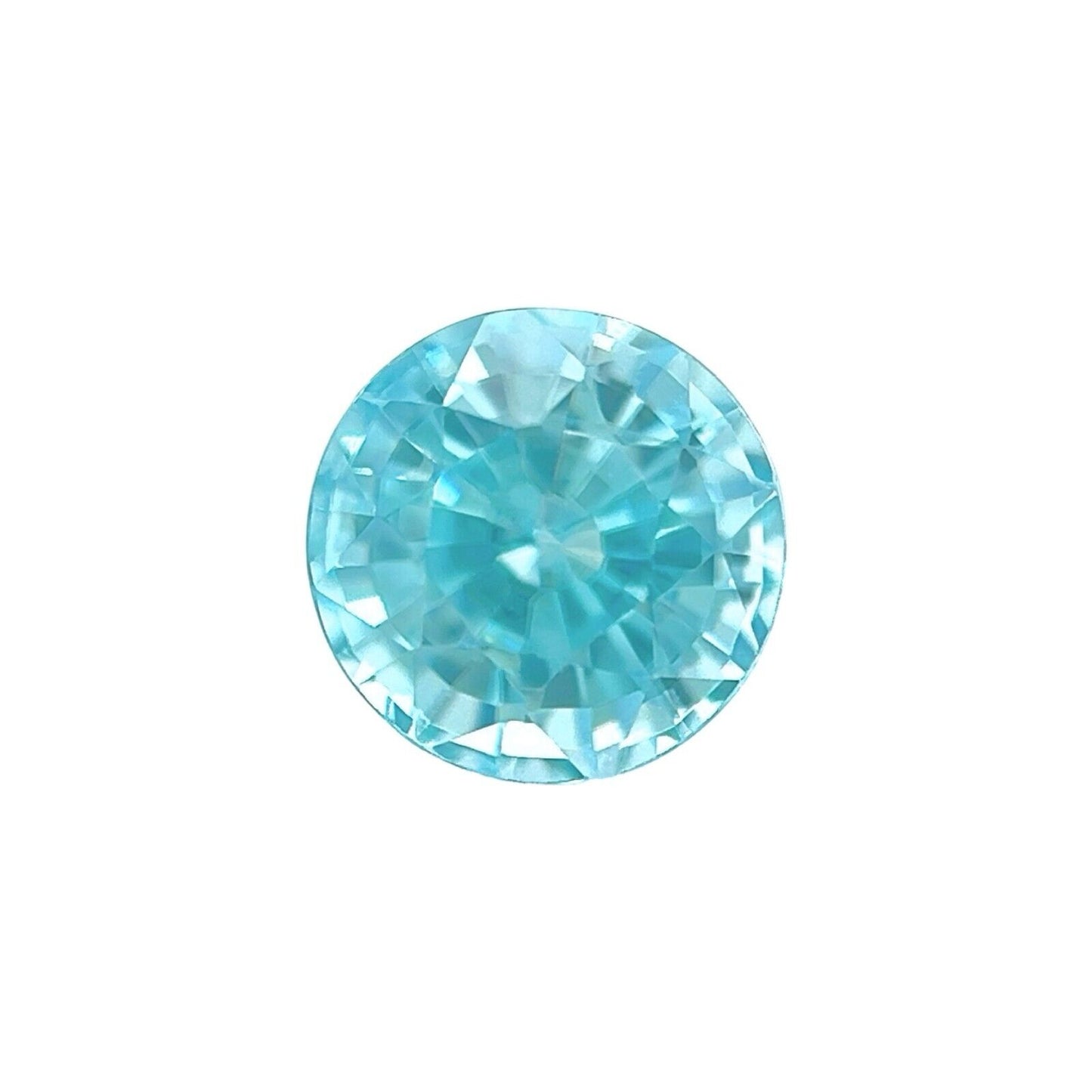 NATURAL 1.67ct Vivid NEON Blue Zircon Round Brilliant Cut Loose Gem 6.3mm VS