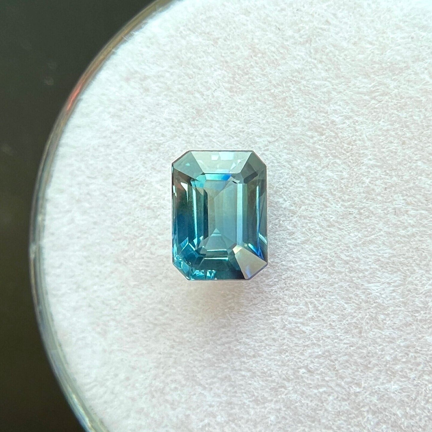 1.08ct UNIQUE Parti Bi Colour UNTREATED Sapphire Blue Green Emerald Cut Gem VVS