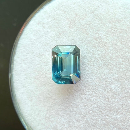 1.08ct UNIQUE Parti Bi Colour UNTREATED Sapphire Blue Green Emerald Cut Gem VVS