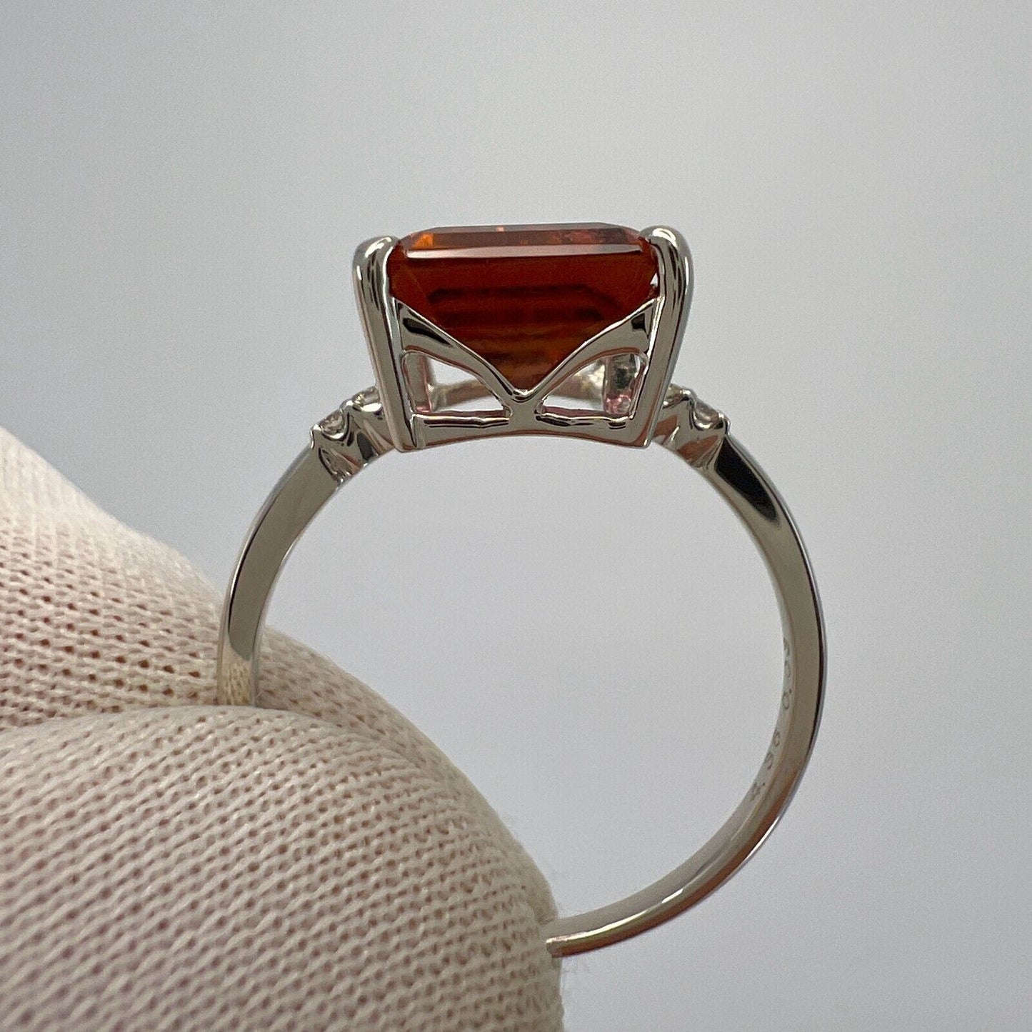 Unique 4.36ct Emerald Cut Watermelon Tourmaline Diamond Platinum Solitaire Ring