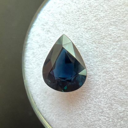 GIA CERTIFIED 1.69ct Deep Blue UNTREATED Sapphire Pear Teardrop Cut Gem 9.3x7mm