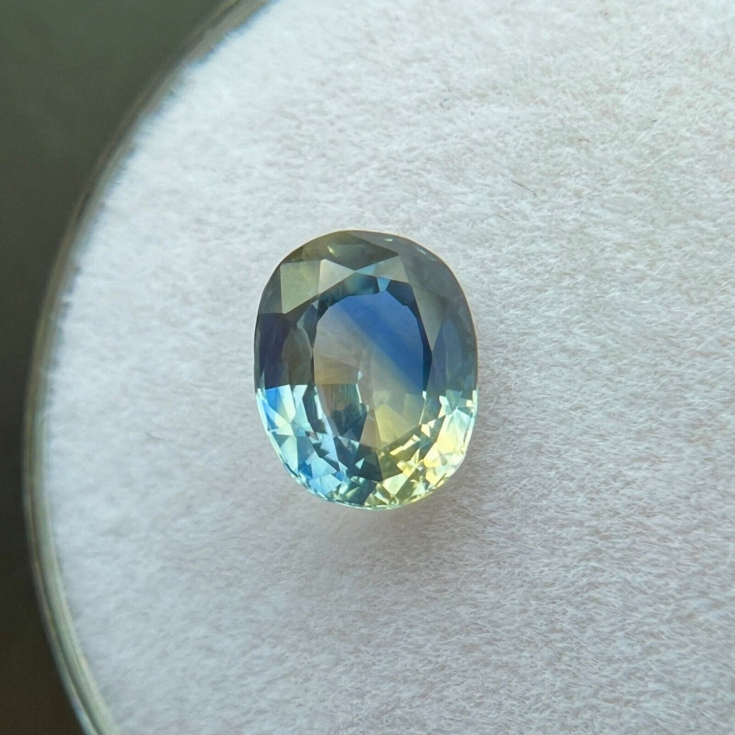 1.29ct NATURAL Parti Colour Sapphire Blue Yellow Oval Cut CEYLON Gem 7.2x5.8mm