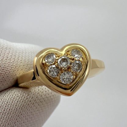 Rare Vintage Van Cleef & Arpels 18k Yellow Gold Diamond Heart Ring And Pendant