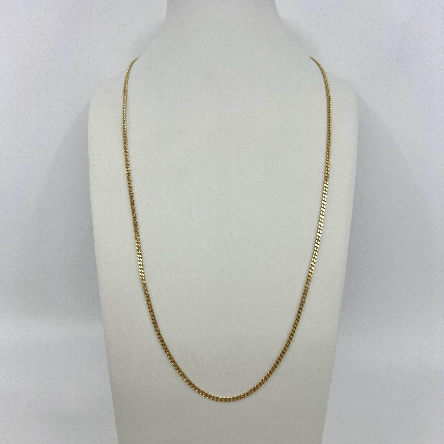 Fine Italian Made 18k Yellow Gold 2.2mm Curb Necklace Chain 24'