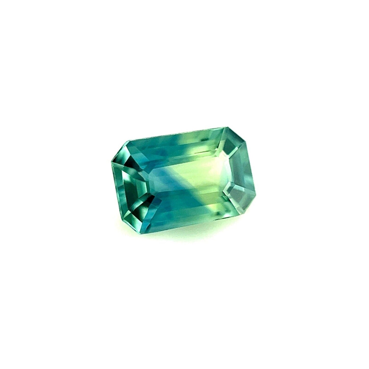 UNIQUE Parti Bi Colour NATURAL Sapphire 0.82ct Blue Green Octagon Gem 6.5x4.3mm