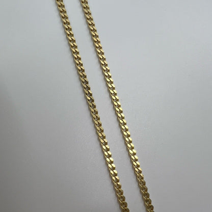 Fine Italian Made 18k Yellow Gold 2.2mm Curb Necklace Chain 24'