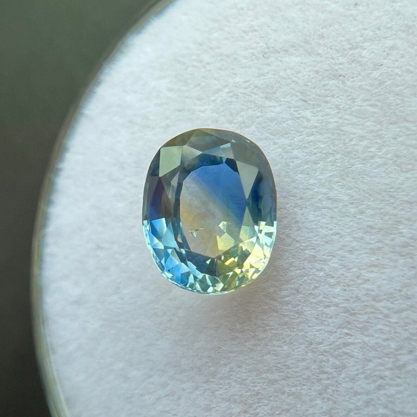 1.29ct NATURAL Parti Colour Sapphire Blue Yellow Oval Cut CEYLON Gem 7.2x5.8mm