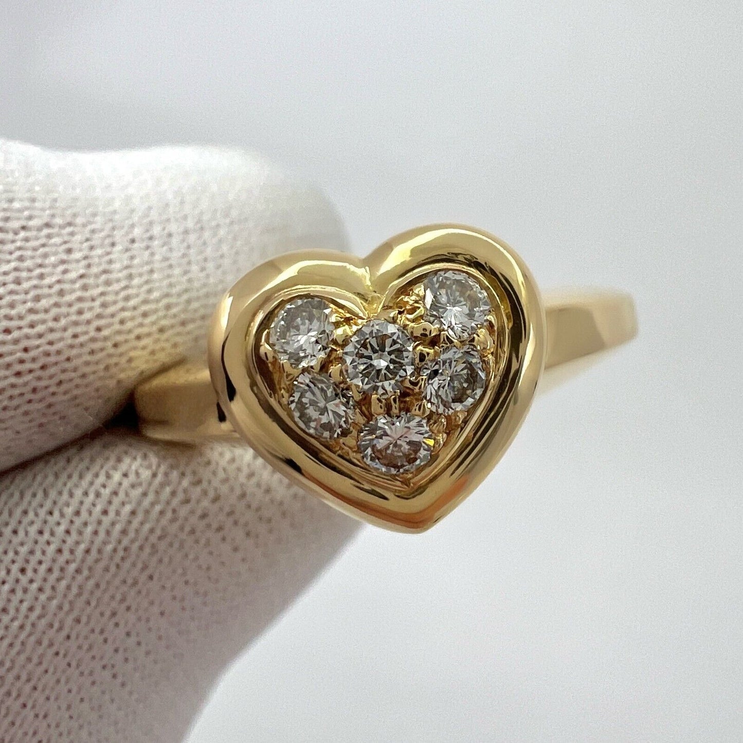 Rare Vintage Van Cleef & Arpels 18k Yellow Gold Diamond Heart Ring And Pendant