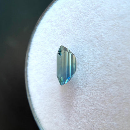 1.08ct UNIQUE Parti Bi Colour UNTREATED Sapphire Blue Green Emerald Cut Gem VVS