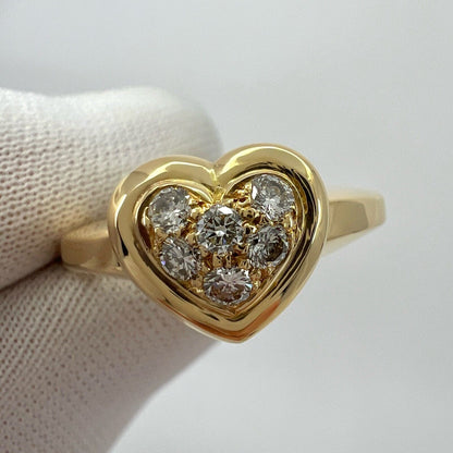 Rare Vintage Van Cleef & Arpels 18k Yellow Gold Diamond Heart Ring And Pendant