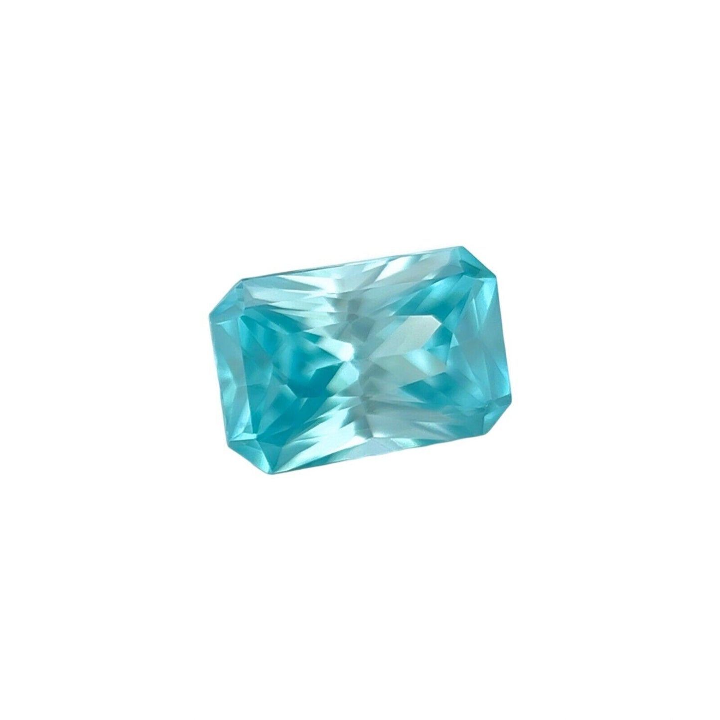 1.22ct NATURAL Vivid NEON Blue Zircon FANCY Radiant Cut Loose Gem 7.2x4.7mm VVS