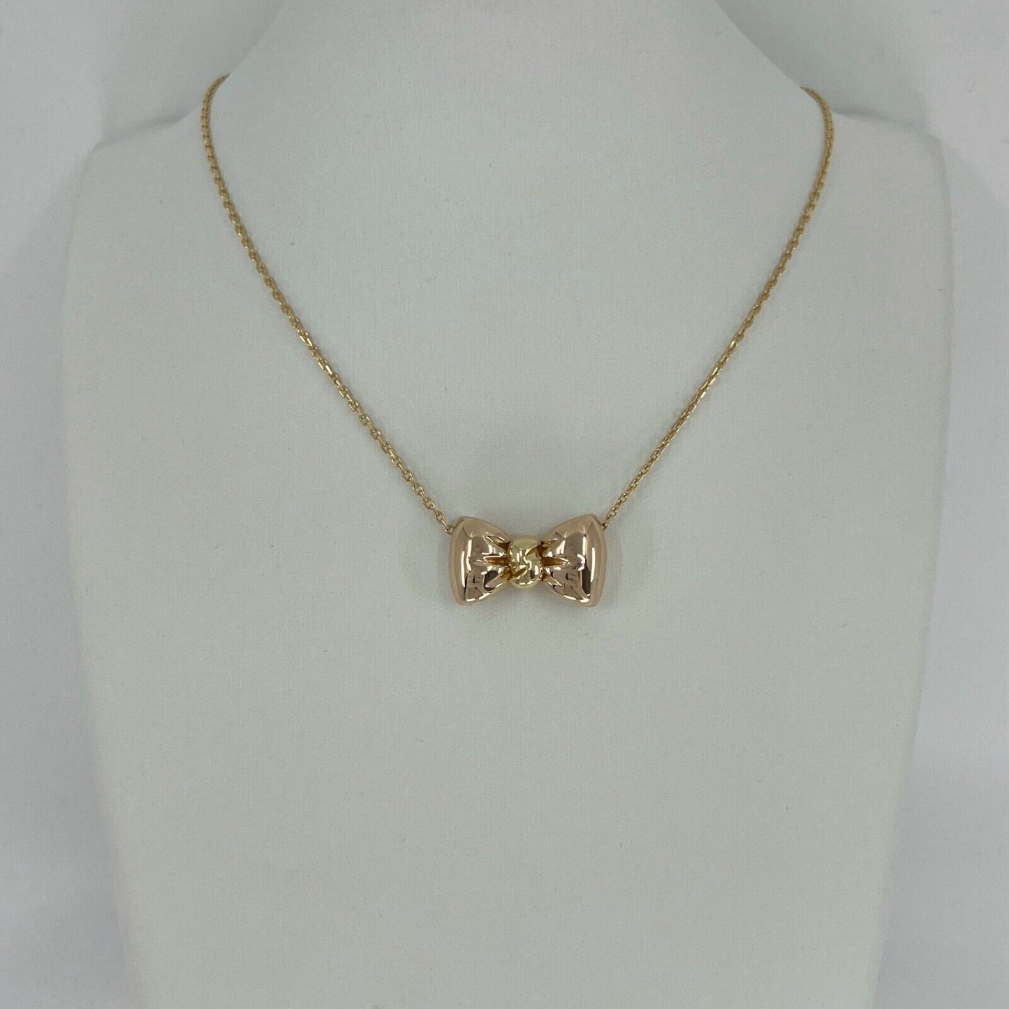 Vintage Van Cleef & Arpels Bow Ribbon 18k Yellow & Rose Gold Pendant Necklace