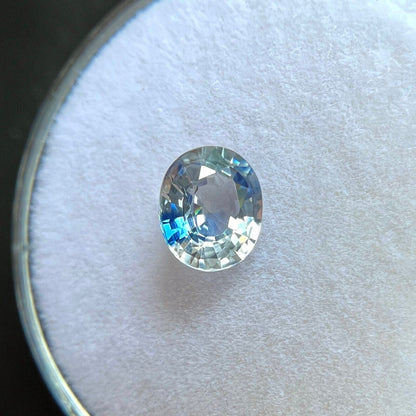 NATURAL Parti Colour CEYLON Sapphire Blue White 0.93ct Oval Cut Gem 6.2x5.3mm