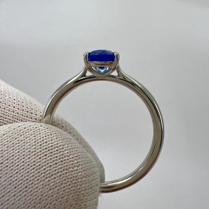 1.17ct Cornflower Blue Sapphire Pear Teardrop Cut 18k White Gold Solitaire Ring