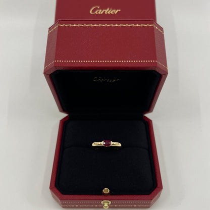 Vintage Cartier Deep Red Ruby Ellipse 18k Yellow Gold Oval Cut Solitaire Ring 49