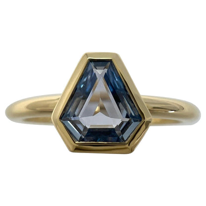 0.54ct Light Blue Ceylon Sapphire Shield Cut 18k Yellow Gold Solitaire Ring