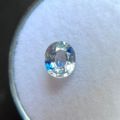 NATURAL Parti Colour CEYLON Sapphire Blue White 0.93ct Oval Cut Gem 6.2x5.3mm