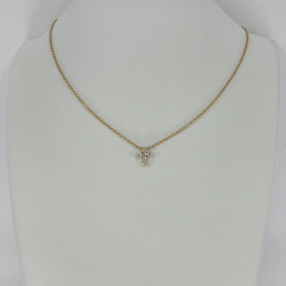 Vintage Van Cleef & Arpels Mini Cross Diamond 18k Yellow Gold Pendant Necklace