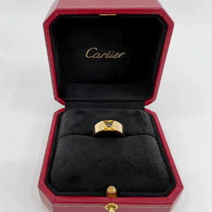 Cartier Vintage Vivid Yellow Citrine 18k Yellow Gold Tank Band Solo Ring 5.75 51