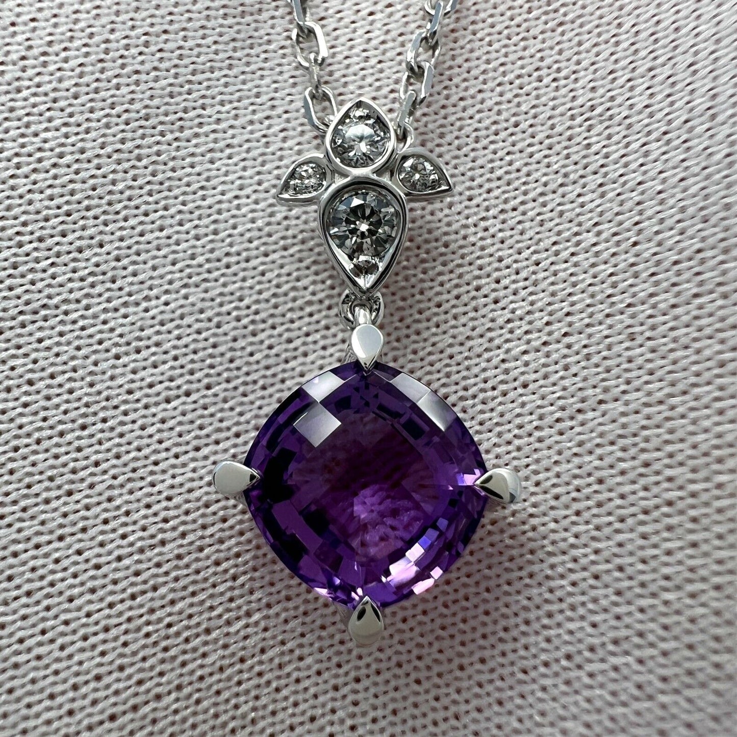 Rare Cartier Inde Mysterieuse Purple Amethyst Diamond 18k White Gold Necklace