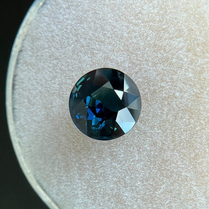 1.18ct Blue Green Sapphire GRA CERTIFIED Round Brilliant Cut 6.8x6.7mm Gem