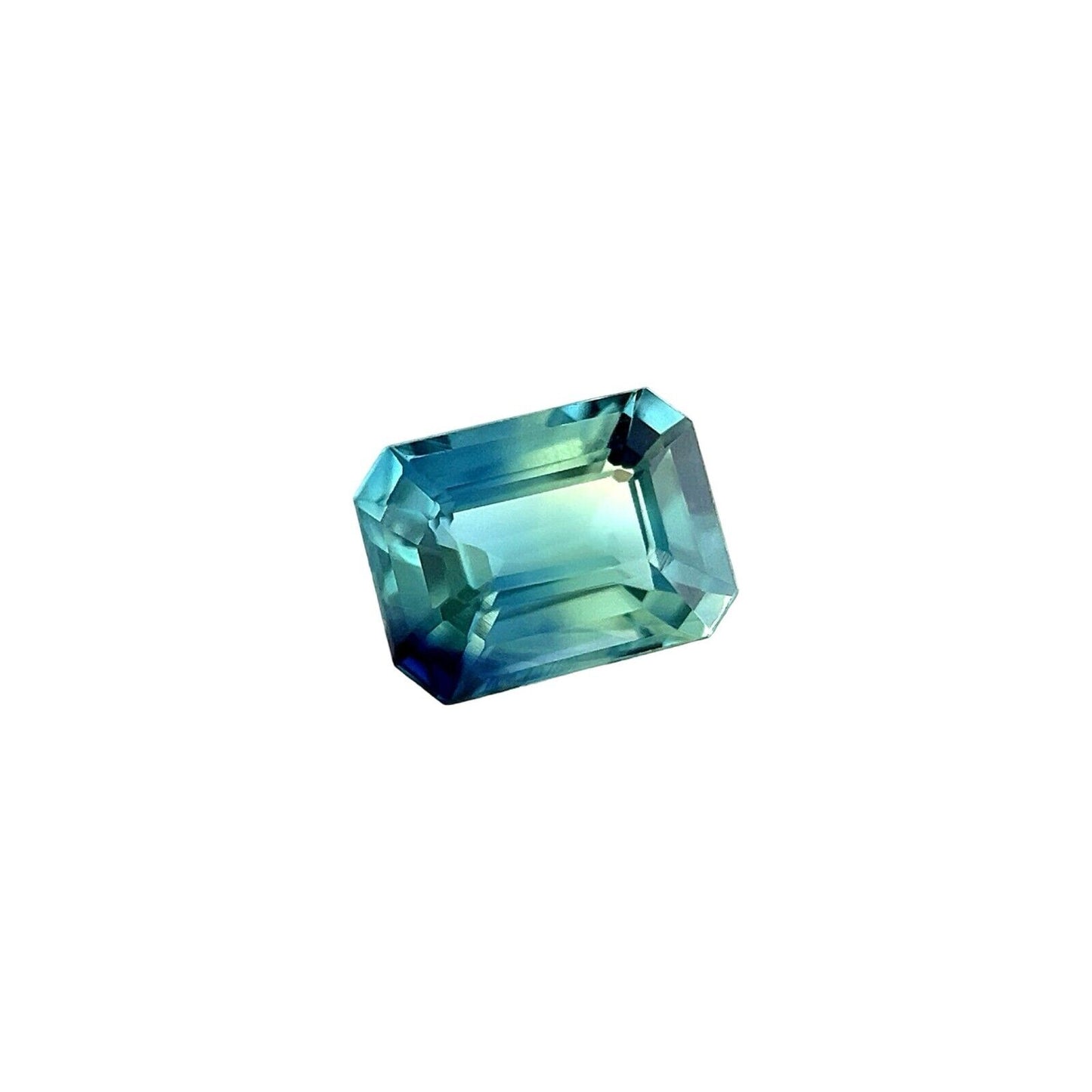 1.08ct UNIQUE Parti Bi Colour UNTREATED Sapphire Blue Green Emerald Cut Gem VVS