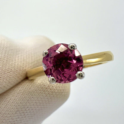 1.03ct Vivid Pink Mahenge Spinel Round Cut 18k Yellow White Gold Solitaire Ring