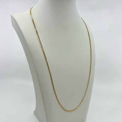 Fine Italian Made 18k Yellow Gold 2.2mm Curb Necklace Chain 24'