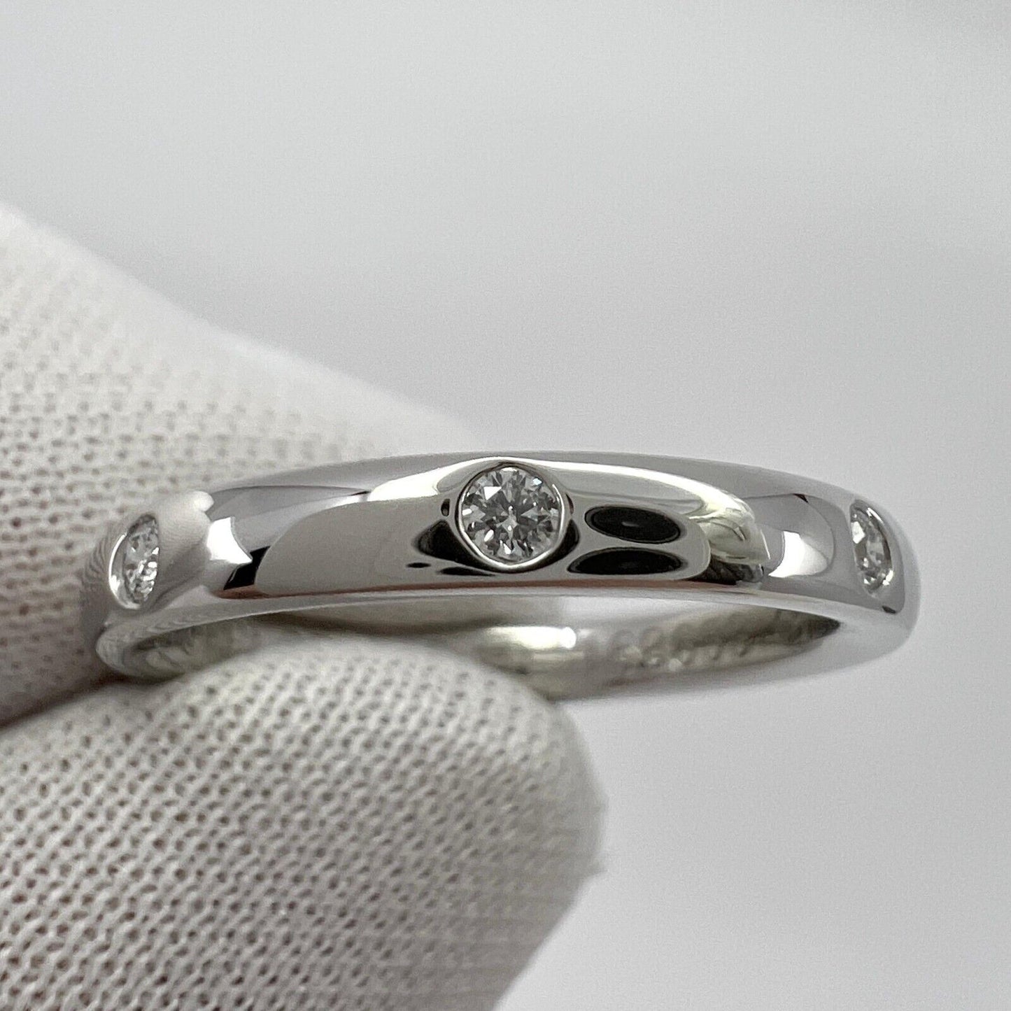 Vintage Van Cleef & Arpels Natural Diamond Platinum Band Etoile Ring 5.25 EU50