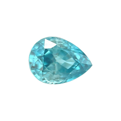 NATURAL 2.47ct Blue Zircon Vivid NEON Pear Cut Loose 8.7x6.3mm Gemstone VS