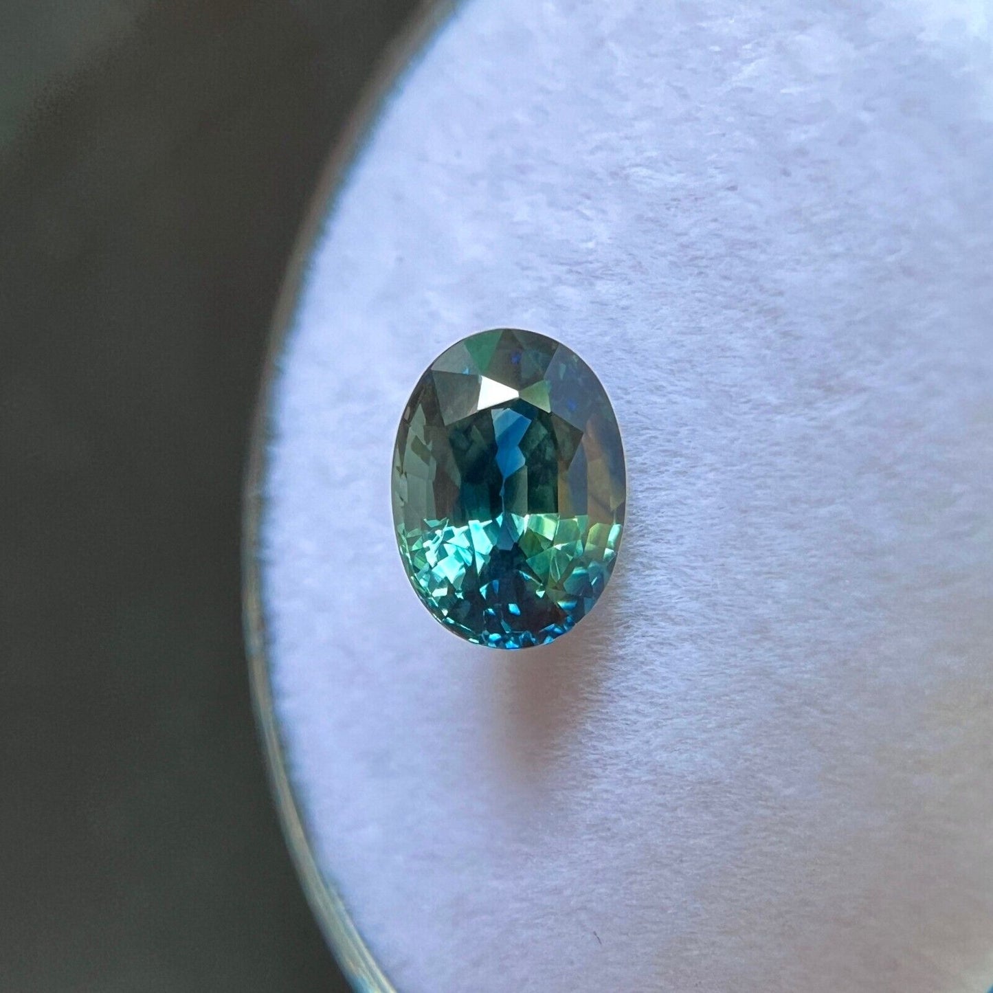 1.24ct NATURAL Vivid Blue Green Bi Colour Sapphire Oval Cut Gemstone 6.8x5mm IF