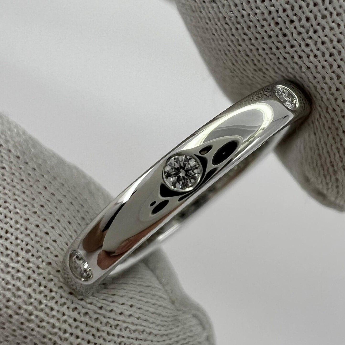 Vintage Van Cleef & Arpels Natural Diamond Platinum Band Etoile Ring 5.25 EU50