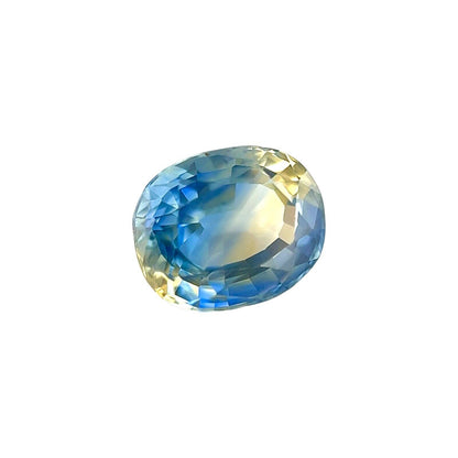 1.29ct NATURAL Parti Colour Sapphire Blue Yellow Oval Cut CEYLON Gem 7.2x5.8mm