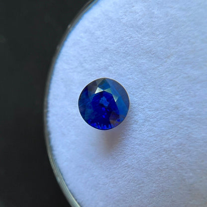 0.92ct NATURAL Ceylon Sapphire Deep ROYAL Blue Round Cut Loose RARE Gem 5.4mm