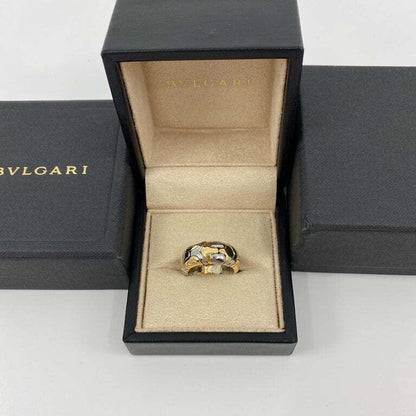 Very Rare Vintage Bvlgari Alveare 18k Yellow Gold & Steel Spring Wide Band Ring