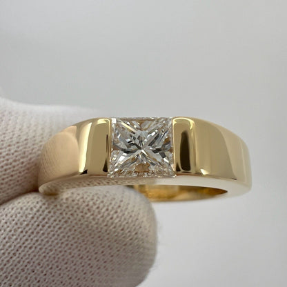 Cartier Square Princess Cut 0.45ct Diamond 18k Yellow Gold Solitaire Band Ring