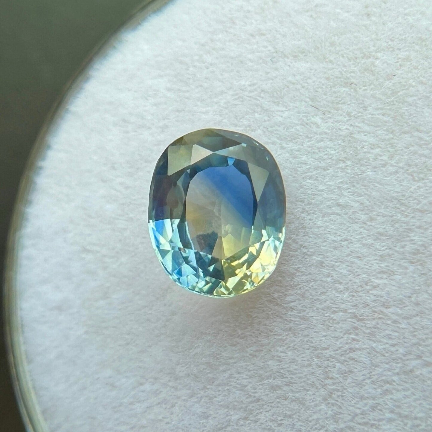 1.29ct NATURAL Parti Colour Sapphire Blue Yellow Oval Cut CEYLON Gem 7.2x5.8mm