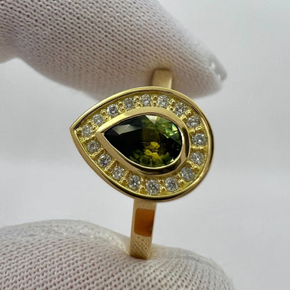 IGI Certified Unique Bi Colour Sapphire & Diamond 18k Yellow Gold Halo Ring