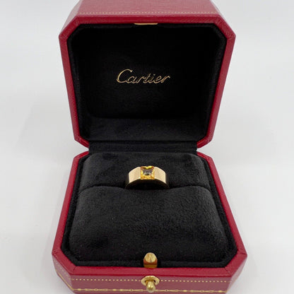 Cartier Vintage Vivid Yellow Citrine 18k Yellow Gold Tank Band Solo Ring 5.75 51