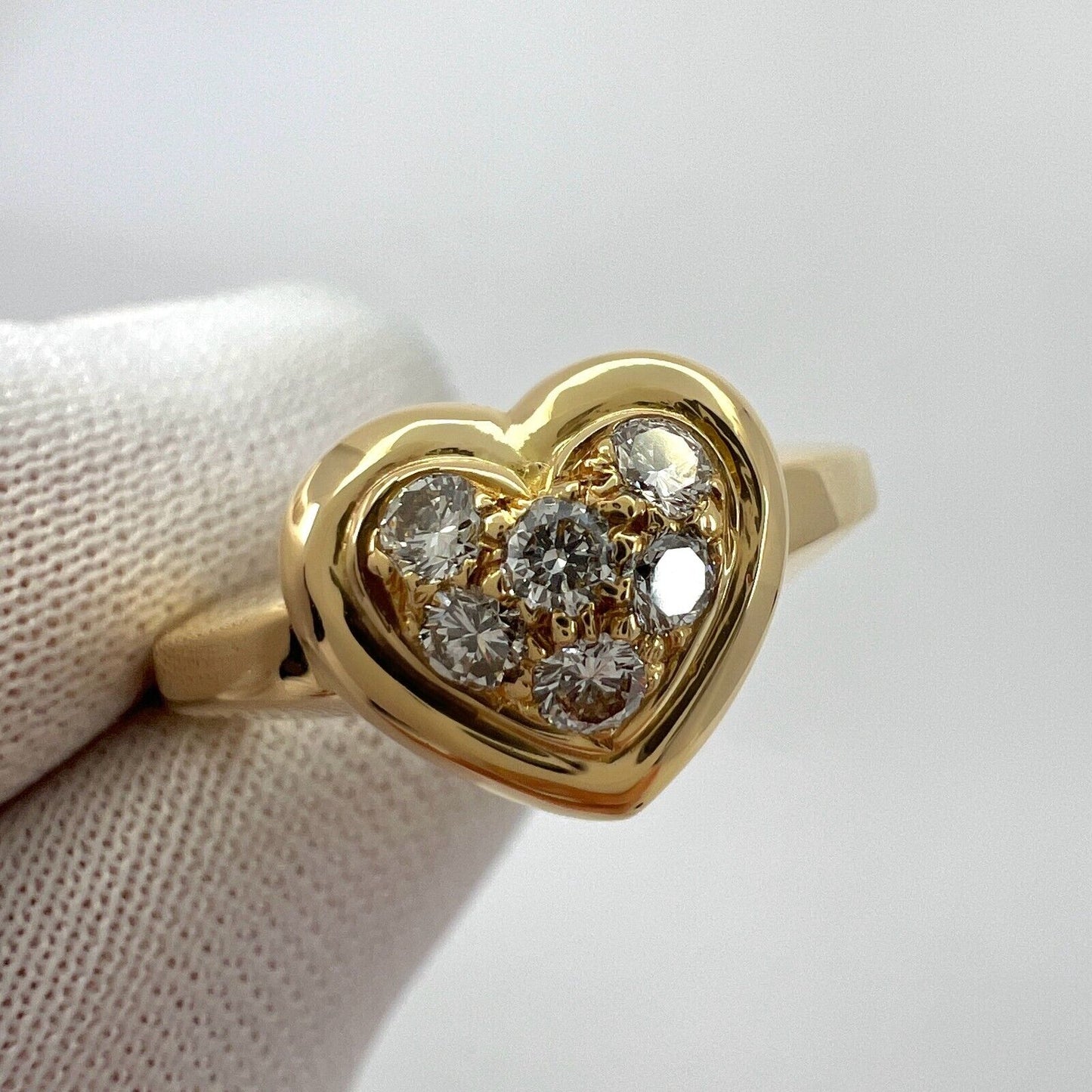 Rare Vintage Van Cleef & Arpels 18k Yellow Gold Diamond Heart Ring And Pendant