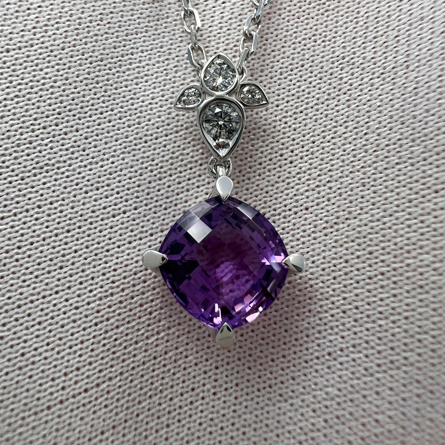 Rare Cartier Inde Mysterieuse Purple Amethyst Diamond 18k White Gold Necklace